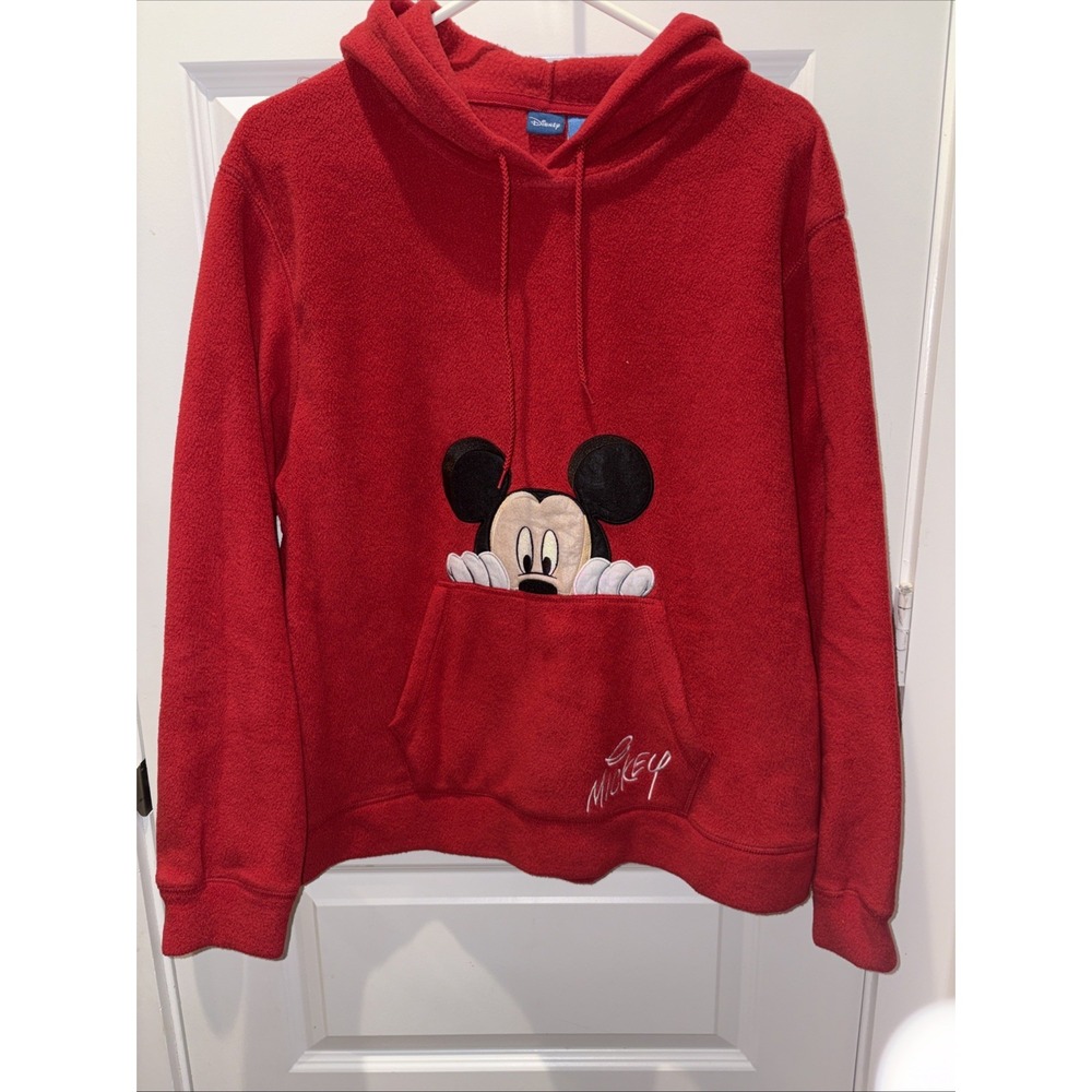 Disney Mickey Mouse Women's XL Red 100% Polyester Hoodie. Pre-owned